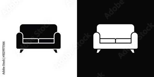 Couch icons editable flat black and white icons pack. Vector EPS10
