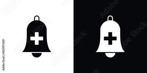 Cowbell circle plus icons editable flat black and white icons pack. Vector EPS10
