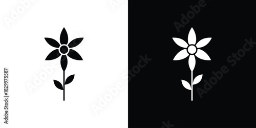 Daffodil Flower icons editable flat black and white icons pack. Vector EPS10