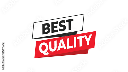 Best quality red and white overlapping banner graphic, symbolizing excellence, premium standard, and superior product or service. Vector