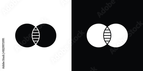 Diagram venn icons editable flat black and white icons pack. Vector EPS10