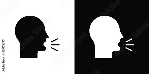 Cough icons editable flat black and white icons pack. Vector EPS10
