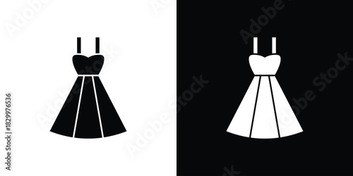Dress icons editable flat black and white icons pack. Vector EPS10