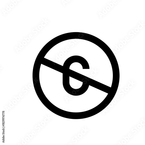 Black copyright symbol with a diagonal line through it indicating no copyright protection present