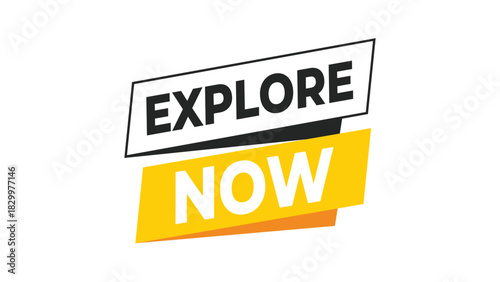Explore now modern text banner design for effective call to action marketing campaigns. digital graphic element for website, application, or advertising promotion Vector