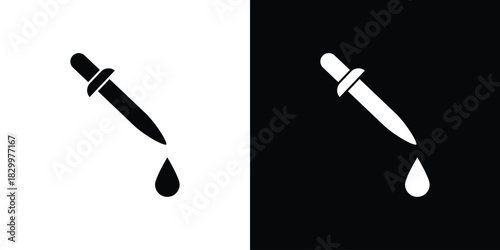 Eye dropper half icons editable flat black and white icons pack. Vector EPS10