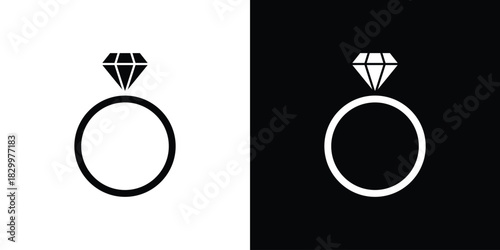 Diamond ring icons editable flat black and white icons pack. Vector EPS10