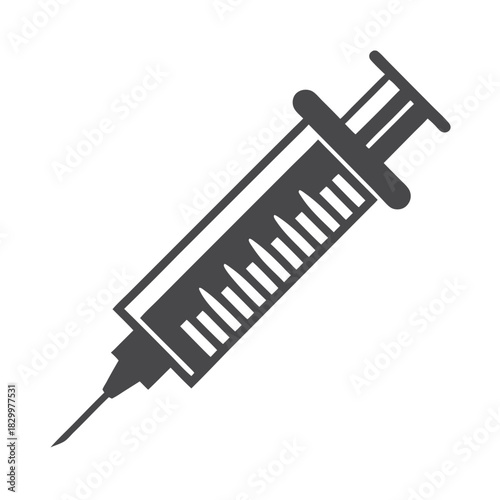 Simple monochrome syringe with clearly marked measurements shows an item of medical use