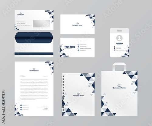 Classic corporate identity template design. Business Stationery Set Mockup. Stylish big set of business stationery items. Brand identity.