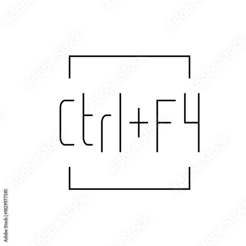 Illustration of the ctrl plus f four keyboard shortcut symbol enclosed within bracket lines design
