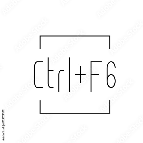 Illustration of a keyboard shortcut ctrl plus f six with a bracket above and below the shortcut keys