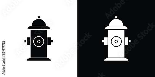 Fire hydrant icons editable flat black and white icons pack. Vector EPS10