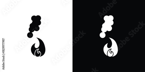 Fire smoke icons editable flat black and white icons pack. Vector EPS10
