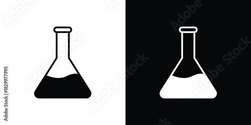 Flask icons editable flat black and white icons pack. Vector EPS10