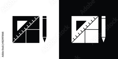 Floor plan icons editable flat black and white icons pack. Vector EPS10