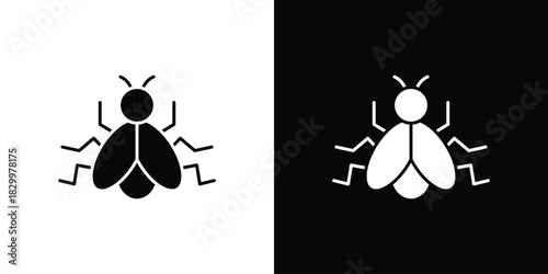 Fly insect icons editable flat black and white icons pack. Vector EPS10