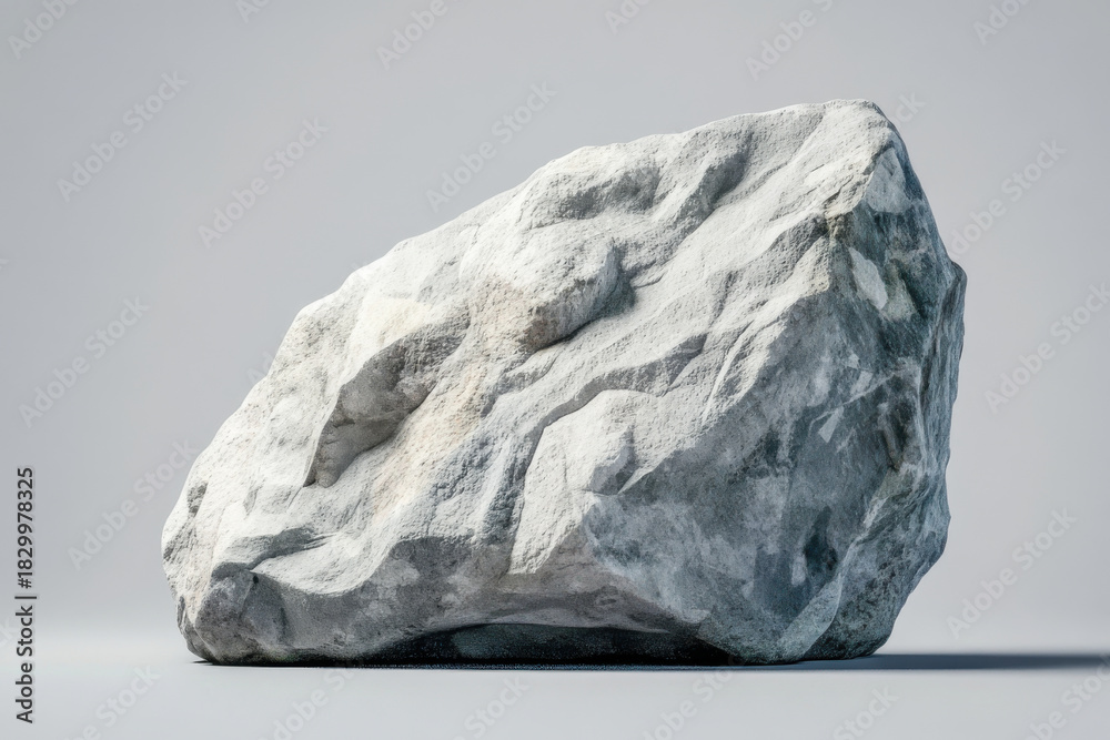 Naklejka premium Grey rock standing against a seamless backdrop, symbolizing stability, strength, and permanence
