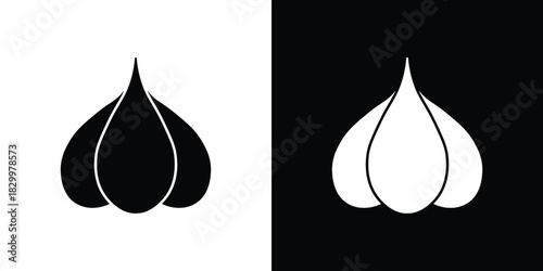 Garlic icons editable flat black and white icons pack. Vector EPS10