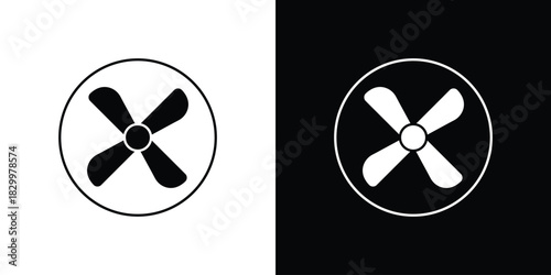 Fan icons editable flat black and white icons pack. Vector EPS10