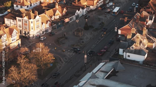 Aerial view of Cranleigh beautiful British Village in Surrey