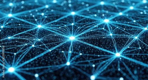 Abstract Network Connections with Glowing Blue Nodes and Lines.