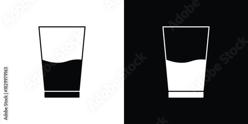 Half Glass icons editable flat black and white icons pack. Vector EPS10