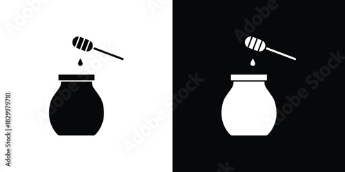 Honey pot icons editable flat black and white icons pack. Vector EPS10