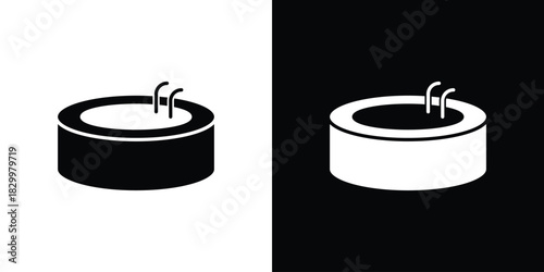 Hot tub icons editable flat black and white icons pack. Vector EPS10