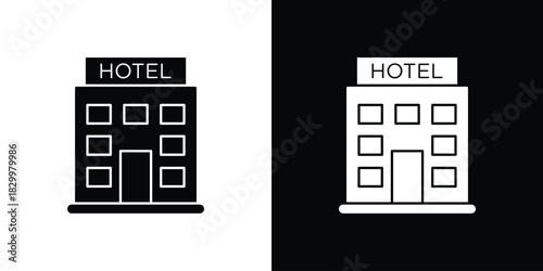 hotel icons editable flat black and white icons pack. Vector EPS10
