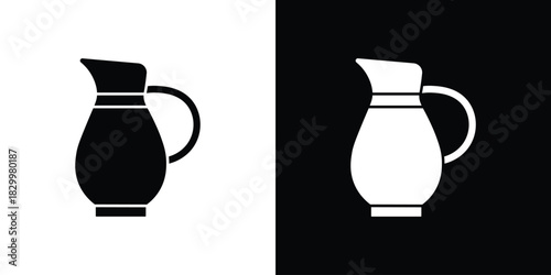 Jug icons editable flat black and white icons pack. Vector EPS10