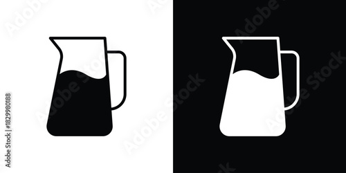 Jug icons editable flat black and white icons pack. Vector EPS10