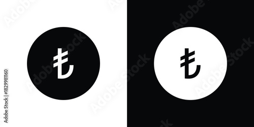 Lira sign icons editable flat black and white icons pack. Vector EPS10