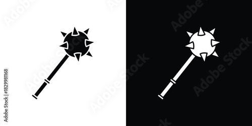 Mace icons editable flat black and white icons pack. Vector EPS10