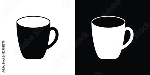 Marshmallows Mug icons editable flat black and white icons pack. Vector EPS10