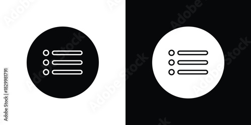 Menu list button icons editable flat black and white icons pack. Vector EPS10