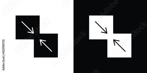 Merge icons editable flat black and white icons pack. Vector EPS10