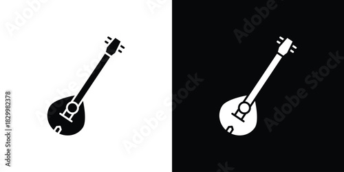 Mandolin icons editable flat black and white icons pack. Vector EPS10