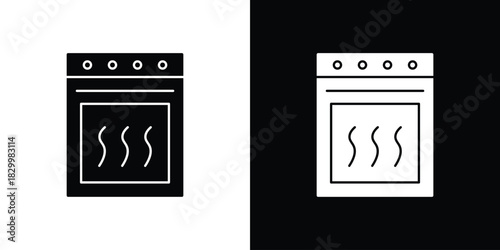 Oven icons editable flat black and white icons pack. Vector EPS10