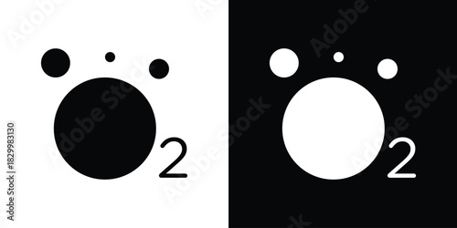 Oxygen O2 icons editable flat black and white icons pack. Vector EPS10