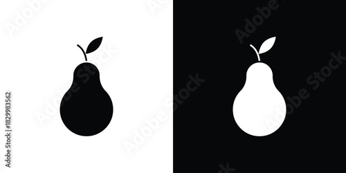 Pear icons editable flat black and white icons pack. Vector EPS10