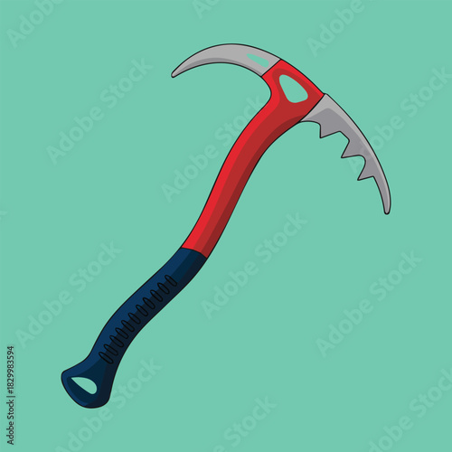 Ice Axe Illustration | Mountaineering Climbing Tool Vector on Green Background