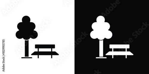 park icons editable flat black and white icons pack. Vector EPS10