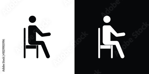 Person seat icons editable flat black and white icons pack. Vector EPS10