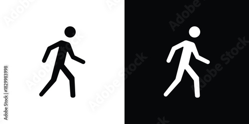 Person walking icons editable flat black and white icons pack. Vector EPS10