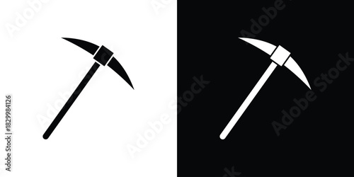 Pickaxe icons editable flat black and white icons pack. Vector EPS10