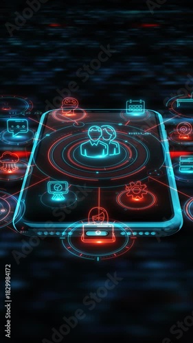 Communication of a team of colleagues via smartphone.