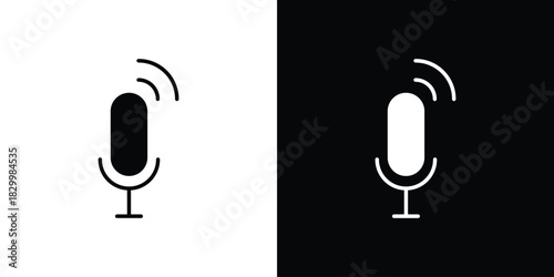 Podcast icons editable flat black and white icons pack. Vector EPS10