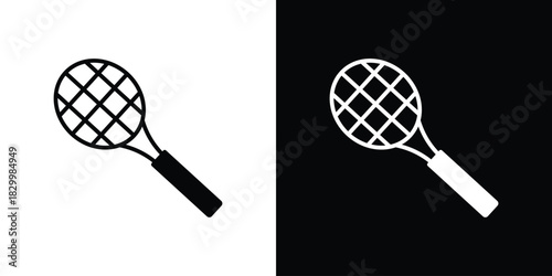 Racquet icons editable flat black and white icons pack. Vector EPS10