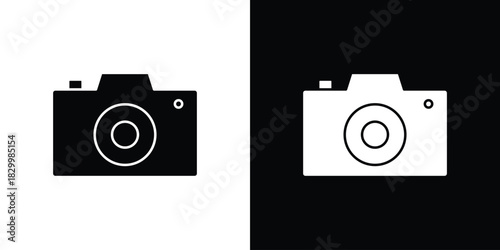 Retro camera icons editable flat black and white icons pack. Vector EPS10