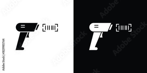Scanner gun icons editable flat black and white icons pack. Vector EPS10